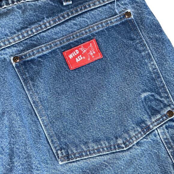 Vintage Wild Ass Jeans Mens 44 Carpenter Workwear Suspender Buttons - Picture 9 of 12